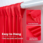 30ft x 10ft Wrinkle Free Red Backdrop Curtain for Parties, 6 Panels 5×10ft Silky Polyester Red Photo Backdrop, alternate view