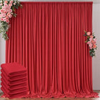 30ft x 10ft Wrinkle Free Red Backdrop Curtains for Parties, Polyester Photo Backdrop Drapes 6 Panels 5x10ft for