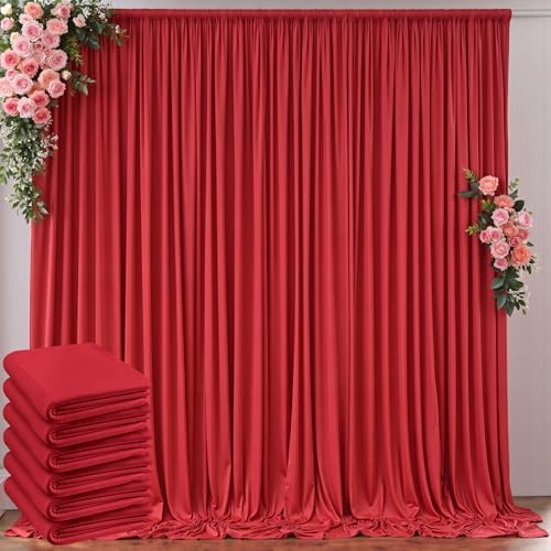 30ft x 10ft Wrinkle Free Red Backdrop Curtains for Parties, Polyester Photo Backdrop Drapes 6 Panels 5x10ft for