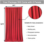 30ft x 10ft Wrinkle Free Red Backdrop Curtains for Parties, Polyester Photo Backdrop Drapes 6 Panels 5x10ft for, alternate