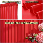 30ft x 10ft Wrinkle Free Red Backdrop Curtains for Parties, Polyester Photo Backdrop Drapes 6 Panels 5x10ft for, alternate