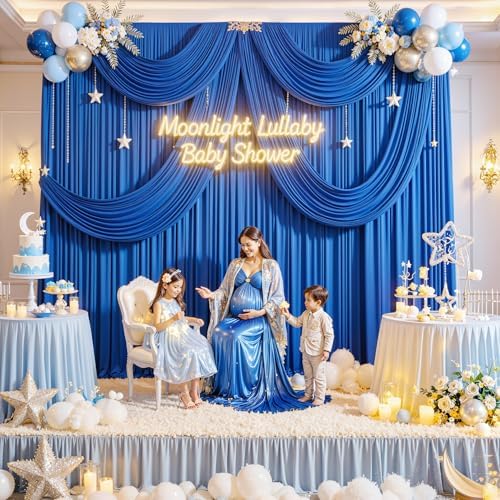 30ft x 10ft Wrinkle Free Royal Blue Backdrop Curtain for Party, Polyester Royal Blue Photo Backdrop Drapes 6, alternate view
