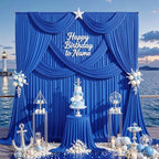 30ft x 10ft Wrinkle Free Royal Blue Backdrop Curtain for Party, Polyester Royal Blue Photo Backdrop Drapes 6, alternate view