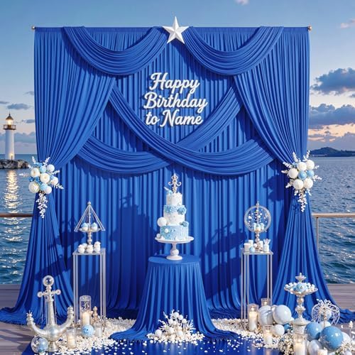 30ft x 10ft Wrinkle Free Royal Blue Backdrop Curtain for Party, Polyester Royal Blue Photo Backdrop Drapes 6, alternate view