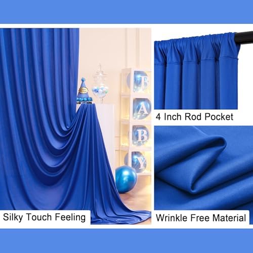 30ft x 10ft Wrinkle Free Royal Blue Backdrop Curtain for Party, Polyester Royal Blue Photo Backdrop Drapes 6, alternate view