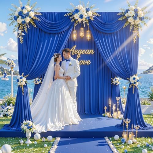 30ft x 10ft Wrinkle Free Royal Blue Backdrop Curtain for Party, Polyester Royal Blue Photo Backdrop Drapes 6, alternate view