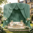 30ft x 10ft Wrinkle Free Sage Green Backdrop Curtains for Parties, Thick Polyester Photo Backdrop Drapes for, alternate view