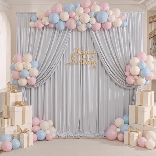 30ft x 10ft Wrinkle Free Silver Backdrop Curtain for Parties, Thick Fabric Backdrop Drapes for Wedding Space, alternate view