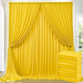 30ft x 10ft Wrinkle Free Yellow Backdrop Curtains for Parties, Thick Polyester Lemon Backdrop Drapes for