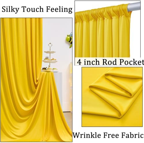 30ft x 10ft Wrinkle Free Yellow Backdrop Curtains for Parties, Thick Polyester Lemon Backdrop Drapes for, alternate view 2