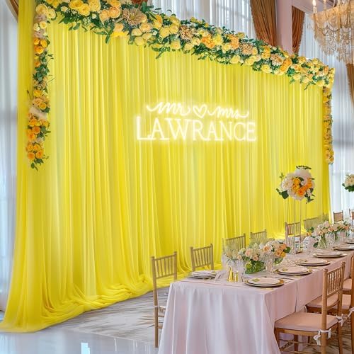 30ft x 10ft Yellow Backdrop Curtain Drapes, Wrinkle-Free Sheer Chiffon Fabric Photo Backgroud Panels for Wedding, alternate