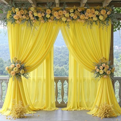 30ft x 10ft Yellow Backdrop Curtain Drapes, Wrinkle-Free Sheer Chiffon Fabric Photo Backgroud Panels for Wedding, alternate