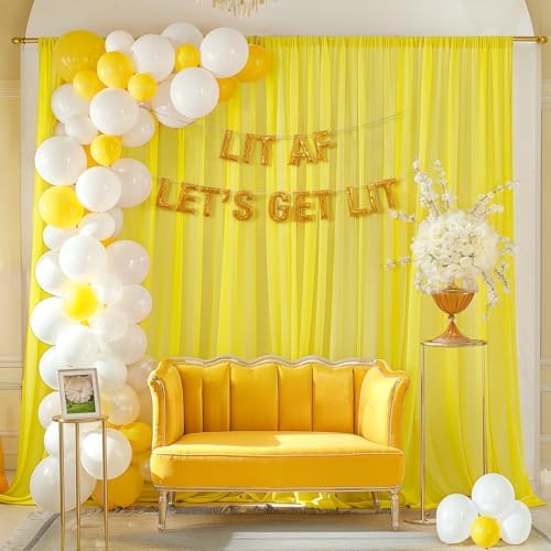 30ft x 10ft Yellow Backdrop Curtain Drapes, Wrinkle-Free Sheer Chiffon Fabric Photo Backgroud Panels for Wedding, alternate