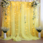 30ft x 10ft Yellow Backdrop Curtain with Lights String for Parties, Sheer Tulle Wedding Photo Backdrops Drapes, alternate