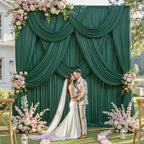 30ft x 15ft Hunter Green Backdrop Curtain for Wedding Party 6 Panels 5x15ft Wrinkle Free Silky Polyester