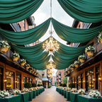 30ft x 15ft Hunter Green Backdrop Curtain for Wedding Party 6 Panels 5x15ft Wrinkle Free Silky Polyester, alternate view 5