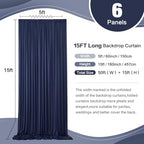 30ft x 15ft Navy Blue Backdrop Curtain for Wedding Party 6 Panels 5x15ft Wrinkle Free Silky Polyester Backdrop, alternate