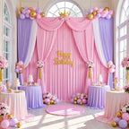 30ft x 15ft Pink Backdrop Curtain for Wedding Party 6 Panels 5x15ft Wrinkle Free Silky Polyester Backdrop Drapes