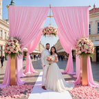 30ft x 15ft Pink Backdrop Curtain for Wedding Party 6 Panels 5x15ft Wrinkle Free Silky Polyester Backdrop Drapes, alternate