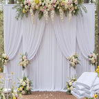 30ft x 15ft White Backdrop Curtain for Wedding Party 6 Panels 5x15ft Wrinkle Free Silky Polyester Backdrop