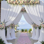 30ft x 15ft White Backdrop Curtain for Wedding Party 6 Panels 5x15ft Wrinkle Free Silky Polyester Backdrop, alternate view 4