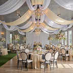 30ft x 15ft White Backdrop Curtain for Wedding Party 6 Panels 5x15ft Wrinkle Free Silky Polyester Backdrop, alternate view 5