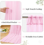 30ft x 8ft Pink Backdrop Curtain with Lights String for Parties, Sheer Tulle Wedding Photo Backdrops Drapes for, alternate