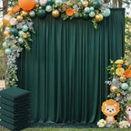 30ft x 8ft Wrinkle Free Hunter Green Backdrop Curtain for Jungle Parties, 6 Panels 5×8ft Soft Silky Green