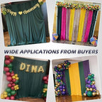 30ft x 8ft Wrinkle Free Hunter Green Backdrop Curtain for Jungle Parties, 6 Panels 5×8ft Soft Silky Green, alternate view 3
