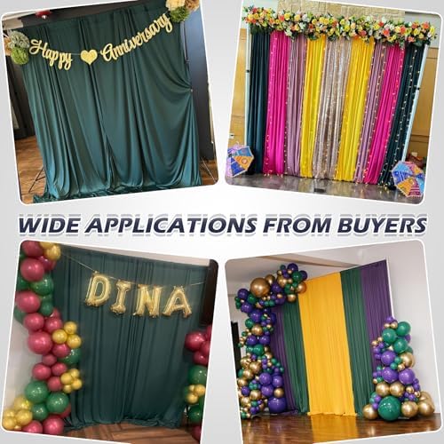 30ft x 8ft Wrinkle Free Hunter Green Backdrop Curtain for Jungle Parties, 6 Panels 5×8ft Soft Silky Green, alternate view 3