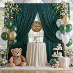 30ft x 8ft Wrinkle Free Hunter Green Backdrop Curtain for Jungle Parties, 6 Panels 5×8ft Soft Silky Green, alternate view 4