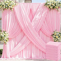 30ft x 8ft Wrinkle Free Pink Backdrop Curtain for Parties, 6 Panels 5×8ft Silky Polyester Light Pink Photo