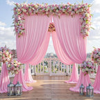 30ft x 8ft Wrinkle Free Pink Backdrop Curtain for Parties, 6 Panels 5×8ft Silky Polyester Light Pink Photo, alternate view 5