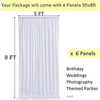 30ft x 8ft Wrinkle Free White Backdrop Curtains for Parties, 6 Panels Thick Polyester Photo Backdrop Drapes for, alternate