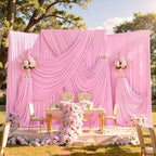 30ftx10ft Pink Backdrop Curtains for Party Background, Wrinkle Free Pink Photo Curtains Backdrop Drapes 6 Panels