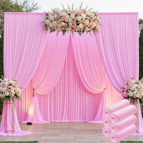 30ftx10ft Pink Backdrop Curtains for Party Background, Wrinkle Free Pink Photo Curtains Backdrop Drapes 6 Panels, alternate