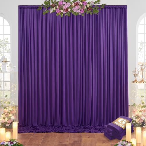 30ftx10ft Purple Backdrop Curtains for Party Background, Wrinkle Free Purple Photo Backdrop Drapes 6 Panels Back, alternate