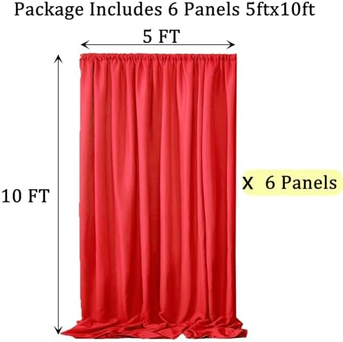 30ftx10ft Red Backdrop Curtain Panels for Parties, 6 Panels 5x10ft Polyester Photo Backdrop Drapes for Birthday, alternate