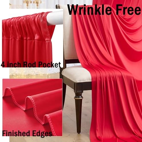 30ftx10ft Red Backdrop Curtains for Parties, Wrinkle Free 6 Panels 5x10ft Silky Photo Backdrop Drapes Back Drop, alternate