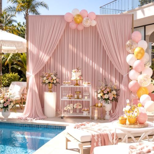 30ftx10ft Wrinkle Free Dusty Pink Backdrop Curtains for Parties, Silky Polyester Photo Backdrop Drapes 6 Panels, alternate