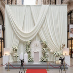 30ftx10ft Wrinkle Free Ivory Backdrop Curtains for Parties, 6 Panels 5x10ft Silky Polyester Photo Backdrop, alternate view 3
