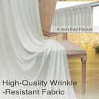 30ftx10ft Wrinkle Free Ivory Backdrop Curtains for Parties, 6 Panels 5x10ft Silky Polyester Photo Backdrop, alternate view 4