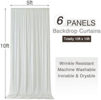 30ftx10ft Wrinkle Free Ivory Backdrop Curtains for Parties, 6 Panels 5x10ft Silky Polyester Photo Backdrop, alternate view 6