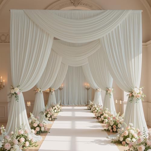 30ftx10ft Wrinkle Free Ivory Backdrop Curtains for Parties, 6 Panels 5x10ft Silky Polyester Photo Backdrop, alternate view 7