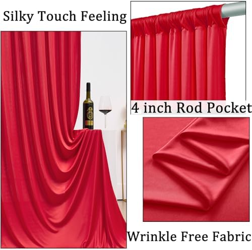 30ftx10ft Wrinkle Free Red Backdrop Curtains for Parties, 6 Panels 5x10ft Silky Polyester Photo Backdrop Drapes, alternate