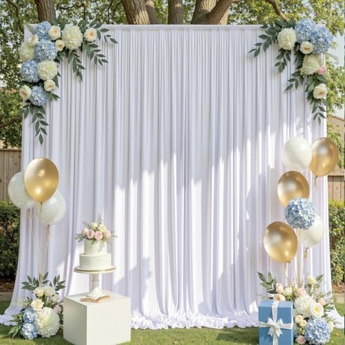 30ftx10ft Wrinkle Free White Backdrop Curtains for Party Background, 6 Panels 5x10ft Silky Polyester Photo, alternate view 3