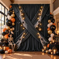 30ftx12 ft Wrinkle Free Black Backdrop Curtain for Wedding Parties,6 Panels 5x12 ft Long Silky Polyester Photo