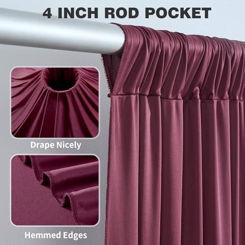 30ftx12ft Burgundy Backdrop Curtains for Parties, Wrinkle Free Polyester Burgundy Photo Backdrop Drapes 6 Panels, alternate