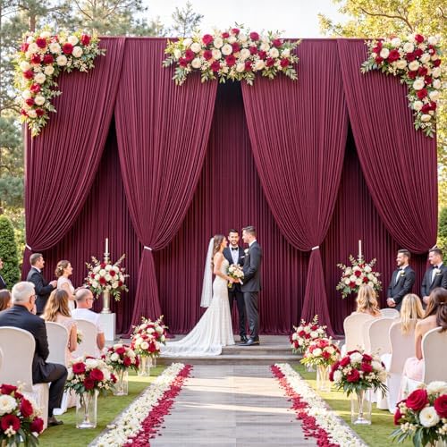 30ftx12ft Burgundy Backdrop Curtains for Parties, Wrinkle Free Polyester Burgundy Photo Backdrop Drapes 6 Panels, alternate