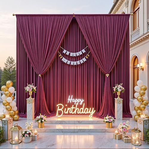 30ftx12ft Burgundy Backdrop Curtains for Parties, Wrinkle Free Polyester Burgundy Photo Backdrop Drapes 6 Panels, alternate